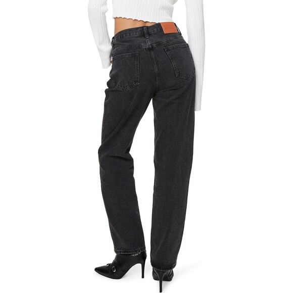 Princess Polly Women’s Black Holly Asymmetric Crossover Waist Straight Leg Jeans - Picture 2 of 10